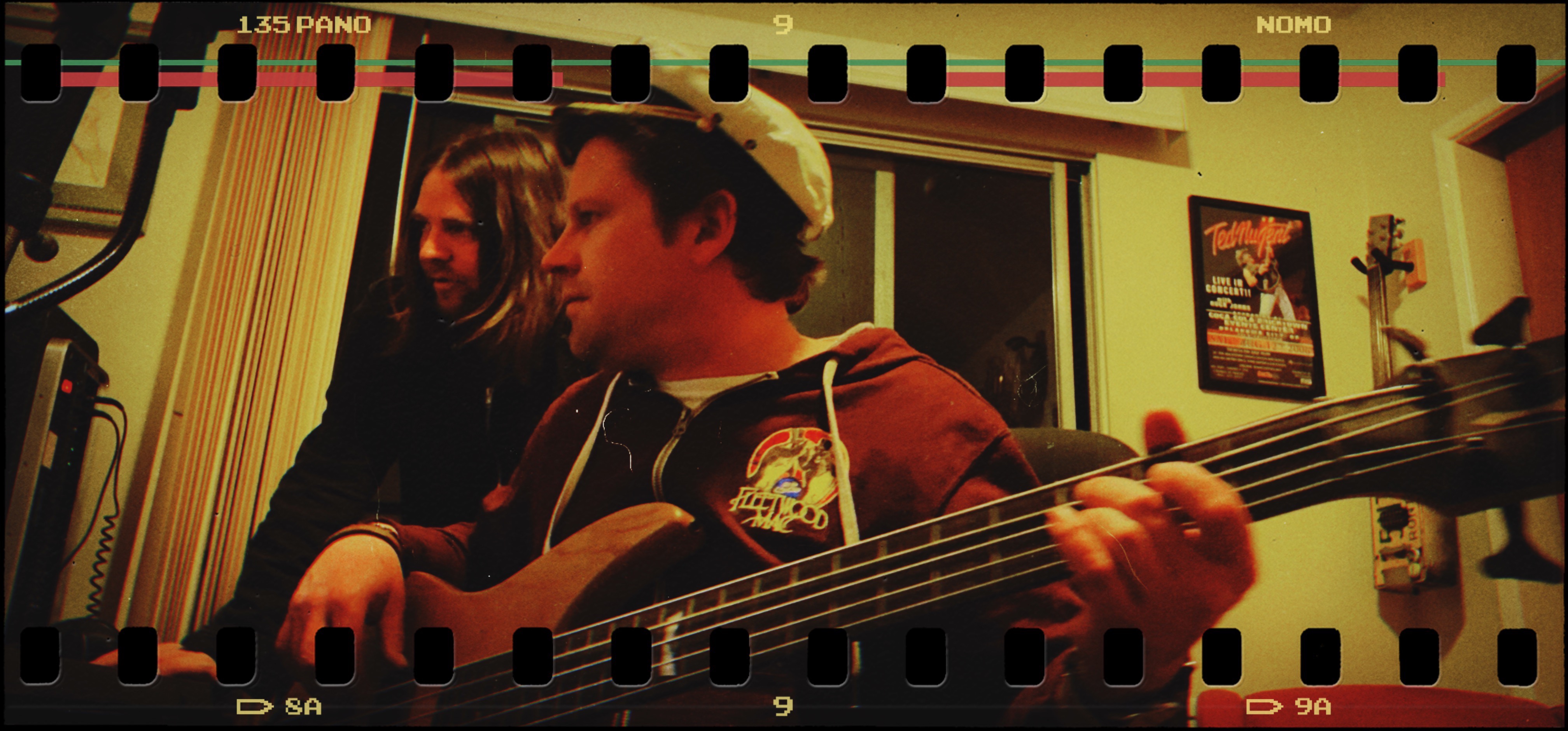 Tommy Alexander and Chris Pink recording in the studio
